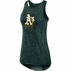 Women's Nike Green Oakland Athletics Logo Fade High Neck Performance Tank Top -Nike Clothing store 5705049 ALT2