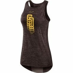 Women's Nike Brown San Diego Padres Logo Fade High Neck Performance Tank Top -Nike Clothing store 5705256 ALT2