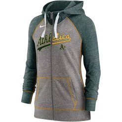 Women's Nike Heathered Charcoal/Heathered Green Oakland Athletics Split Wordmark Gym Vintage Raglan Full-Zip Hoodie 5 Women's Nike Heathered Charcoal/Heathered Green Oakland Athletics Split Wordmark Gym Vintage Raglan Full-Zip Hoodie -Nike Clothing store 5727558 ALT2