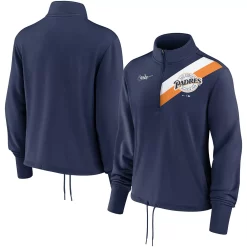 Women's Nike Navy San Diego Padres 1998 Cooperstown Collection Rewind Stripe Performance Half-Zip Pullover
