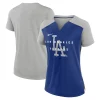 Women's Nike Silver/Royal Los Angeles Dodgers Slub Performance V-Neck Boxy T-Shirt
