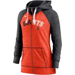 Women's Nike Heathered Orange/Heathered Black San Francisco Giants Split Wordmark Gym Vintage Raglan Slub Full-Zip Hoodie -Nike Clothing store 5729035 ALT2