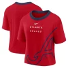 Women's Nike Red/Navy Atlanta Braves Team First High Hip Boxy T-Shirt