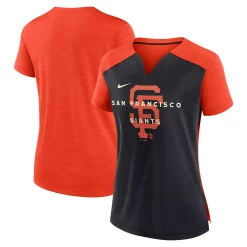 Women's Nike Orange/Black San Francisco Giants Slub Performance V-Neck Boxy T-Shirt