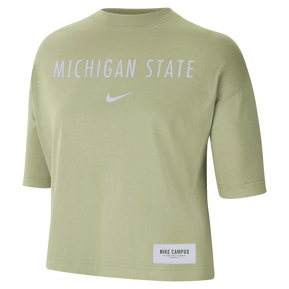 Women's Nike Olive Michigan State Spartans Earth Tones Washed Boxy T-Shirt 2 Women's Nike Olive Michigan State Spartans Earth Tones Washed Boxy T-Shirt - Image 2