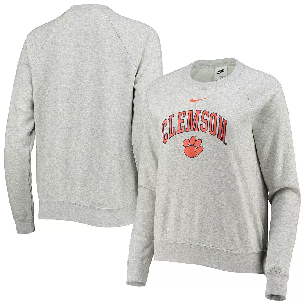 Women's Nike Heathered Gray Clemson Tigers Varsity Fleece Tri-Blend Raglan Pullover Sweatshirt 2 Women's Nike Heathered Gray Clemson Tigers Varsity Fleece Tri-Blend Raglan Pullover Sweatshirt - Image 2