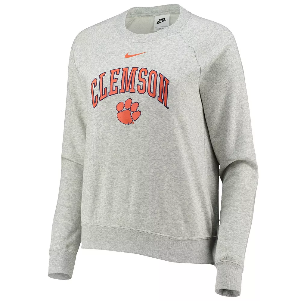 Women's Nike Heathered Gray Clemson Tigers Varsity Fleece Tri-Blend Raglan Pullover Sweatshirt 3 Women's Nike Heathered Gray Clemson Tigers Varsity Fleece Tri-Blend Raglan Pullover Sweatshirt - Image 3