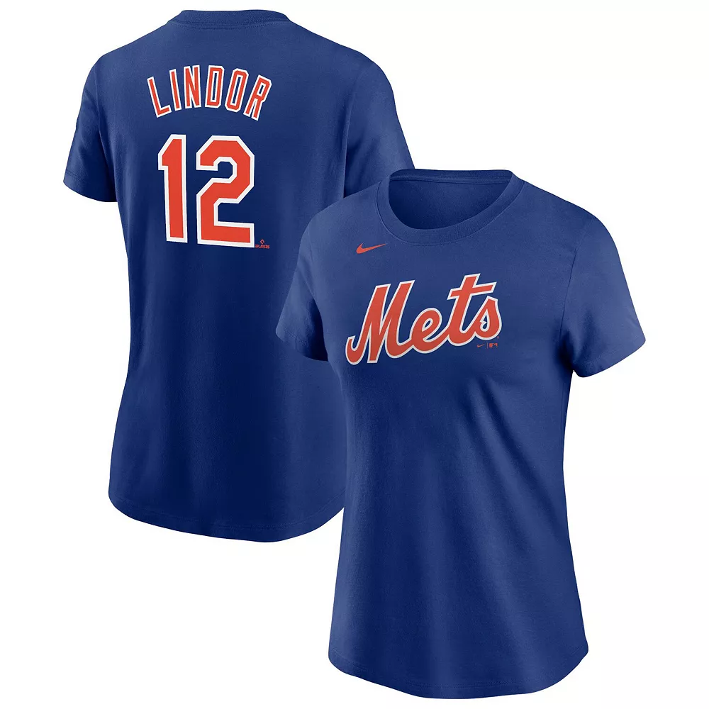 Women's Nike Francisco Lindor Royal New York Mets Name & Number T-Shirt 1 Women's Nike Francisco Lindor Royal New York Mets Name & Number T-Shirt