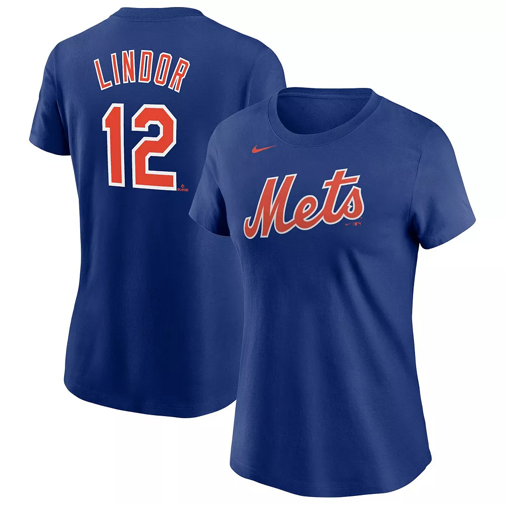 Women's Nike Francisco Lindor Royal New York Mets Name & Number T-Shirt 2 Women's Nike Francisco Lindor Royal New York Mets Name & Number T-Shirt - Image 2