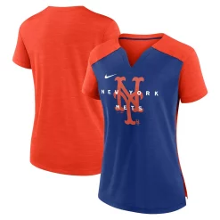 Women's Nike Orange/Royal New York Mets Performance V-Neck Boxy T-Shirt