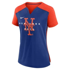 Women's Nike Orange/Royal New York Mets Performance V-Neck Boxy T-Shirt -Nike Clothing store 5769905 ALT2
