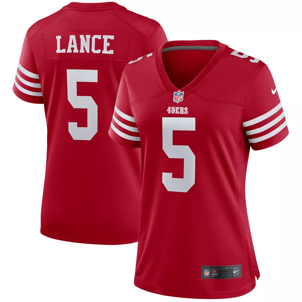Women's Nike Trey Lance Scarlet San Francisco 49ers Team Player Game Jersey 2 Women's Nike Trey Lance Scarlet San Francisco 49ers Team Player Game Jersey - Image 2