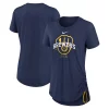 Women's Nike Navy Milwaukee Brewers Side Cinch Fashion Tri-Blend Performance T-Shirt
