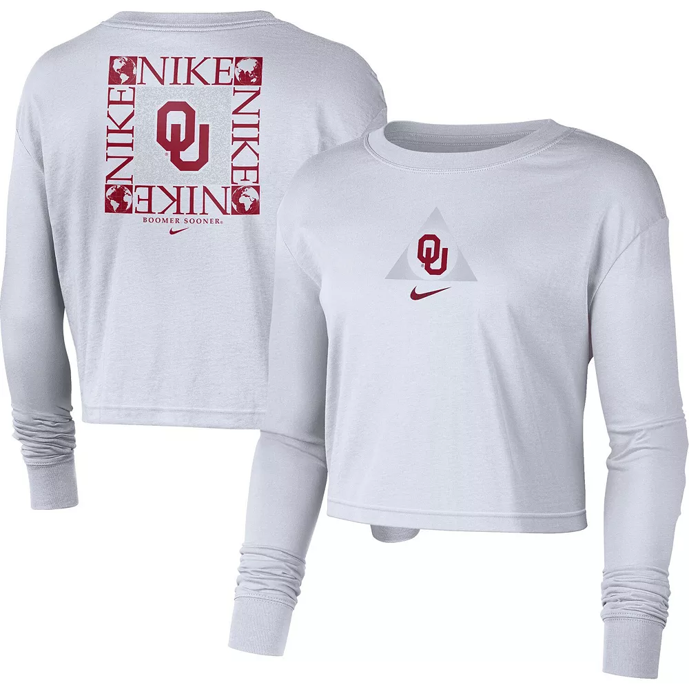 Women's Nike White Oklahoma Sooners Seasonal Cropped Long Sleeve T-Shirt 2 Women's Nike White Oklahoma Sooners Seasonal Cropped Long Sleeve T-Shirt - Image 2