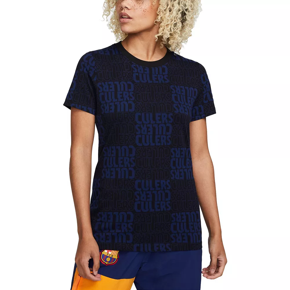 Women's Nike Black/Navy Barcelona Voice T-Shirt 1 Women's Nike Black/Navy Barcelona Voice T-Shirt