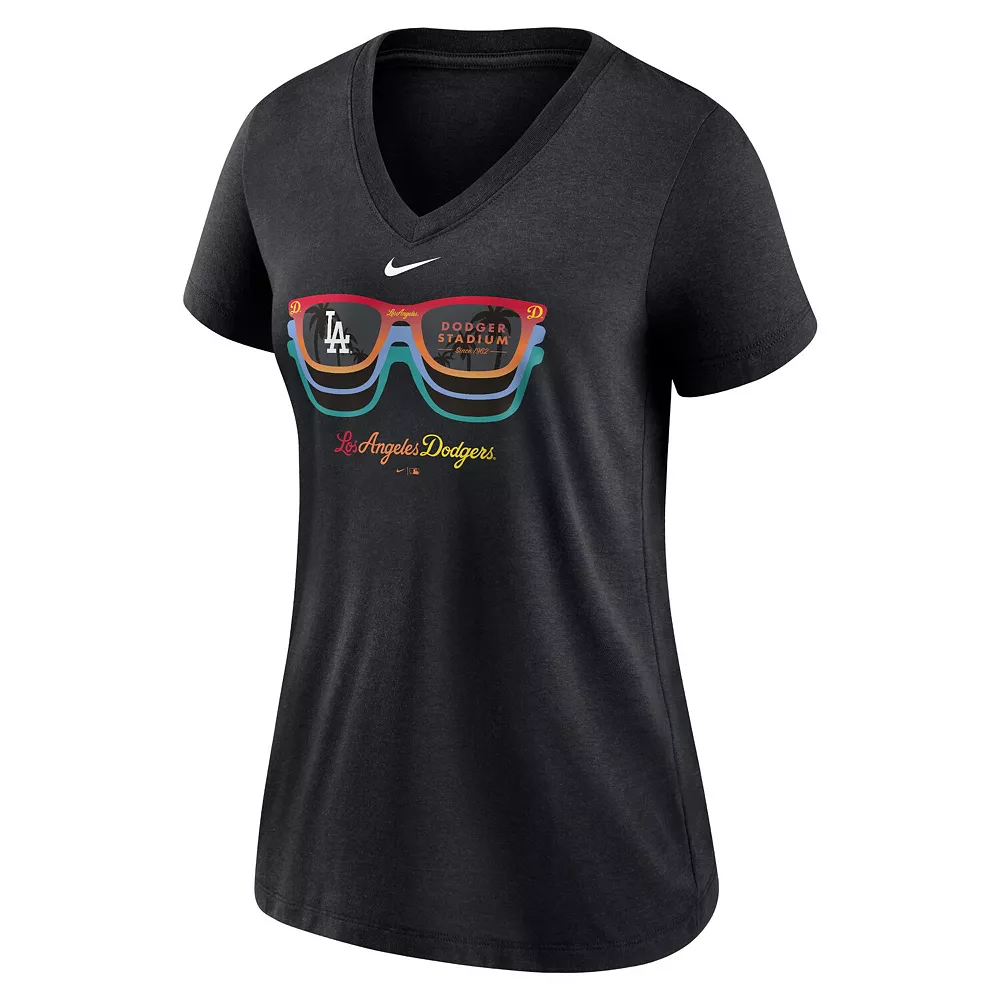 Women's Nike Black Los Angeles Dodgers Local Tri-Blend V-Neck T-Shirt 3 Women's Nike Black Los Angeles Dodgers Local Tri-Blend V-Neck T-Shirt - Image 3