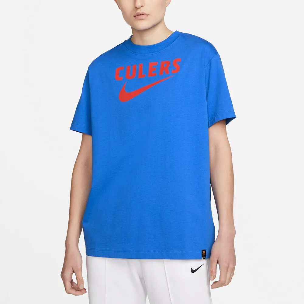 Women's Nike Blue Barcelona Swoosh T-Shirt 1 Women's Nike Blue Barcelona Swoosh T-Shirt