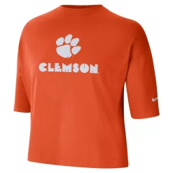 Women's Nike Orange Clemson Tigers Crop Performance T-Shirt -Nike Clothing store 5887510 ALT2