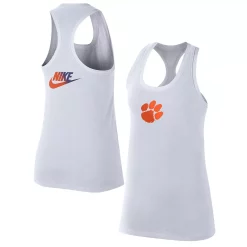 Women's Nike White Clemson Tigers Racerback 2-Hit Tank Top