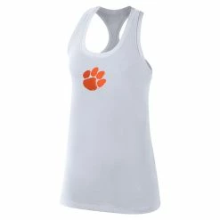 Women's Nike White Clemson Tigers Racerback 2-Hit Tank Top -Nike Clothing store 5908244 ALT2