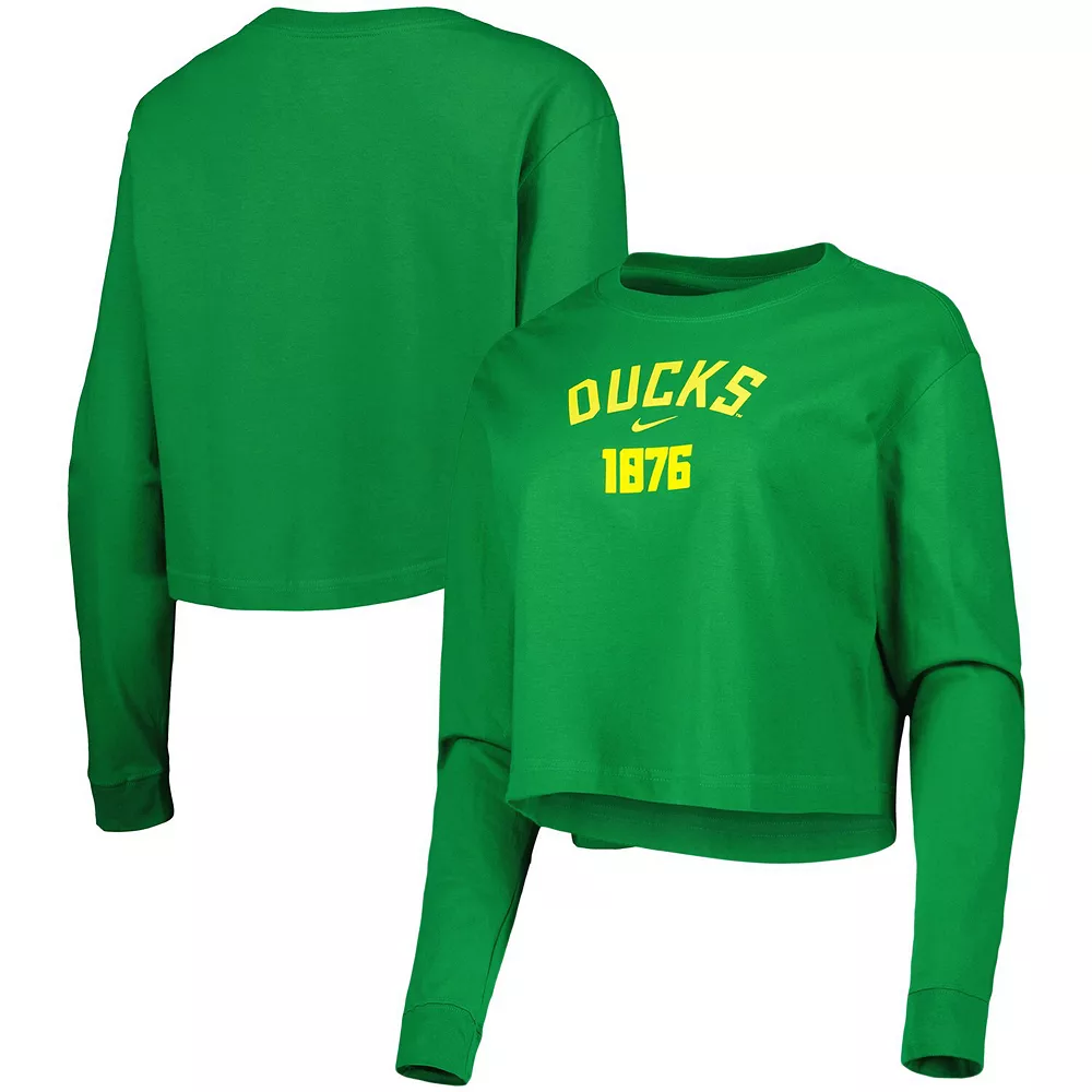 Women's Nike Green Oregon Ducks Est. Cropped Long Sleeve T-Shirt 1 Women's Nike Green Oregon Ducks Est. Cropped Long Sleeve T-Shirt