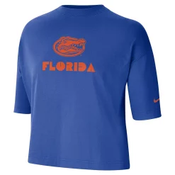 Women's Nike Royal Florida Gators Crop Performance T-Shirt -Nike Clothing store 5917246 ALT2