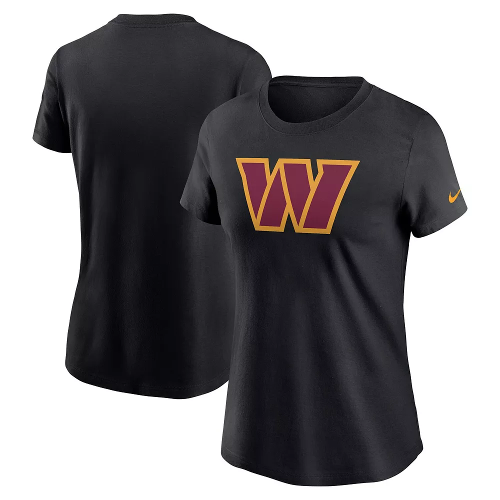 Women's Nike Black Washington Commanders Logo Cotton Essential T-Shirt 1 Women's Nike Black Washington Commanders Logo Cotton Essential T-Shirt