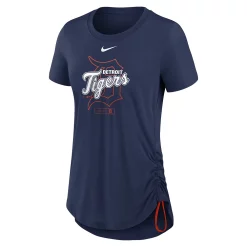 Women's Nike Navy Detroit Tigers Side Cinch Fashion Tri-Blend Performance T-Shirt -Nike Clothing store 5928274 ALT2