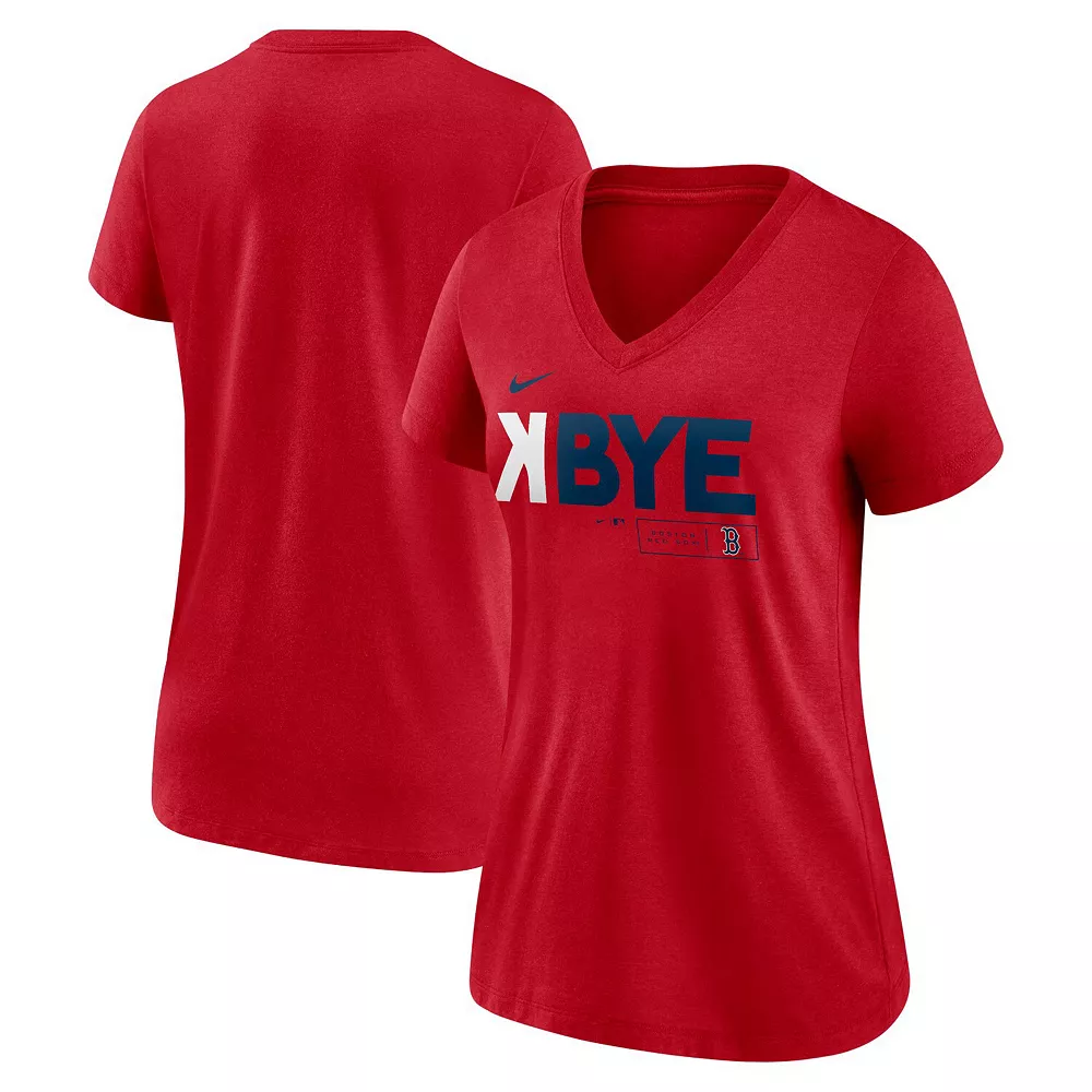 Women's Boston Red Sox Red Nike K-Bye Tri-Blend V-Neck T-Shirt 2 Women's Boston Red Sox Red Nike K-Bye Tri-Blend V-Neck T-Shirt - Image 2