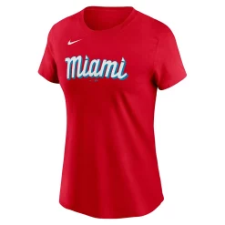 Women's Nike Red Miami Marlins City Connect Wordmark T-Shirt 5 Women's Nike Red Miami Marlins City Connect Wordmark T-Shirt -Nike Clothing store 5936642 ALT2