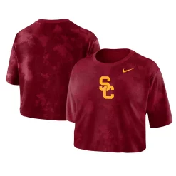 Women's Nike Crimson USC Trojans Tie-Dye Cropped T-Shirt