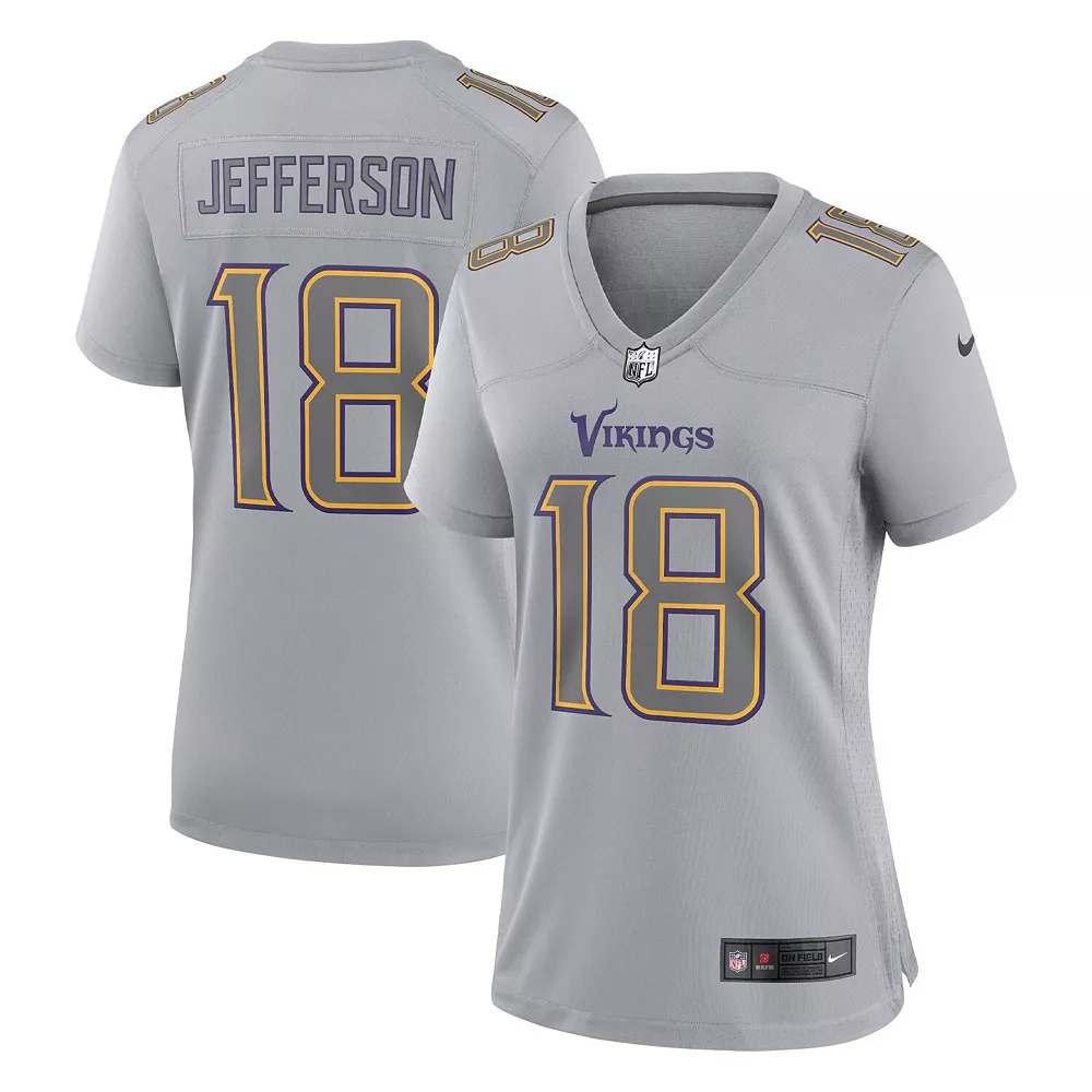Women's Nike Justin Jefferson Gray Minnesota Vikings Atmosphere Fashion Game Jersey 1 Women's Nike Justin Jefferson Gray Minnesota Vikings Atmosphere Fashion Game Jersey