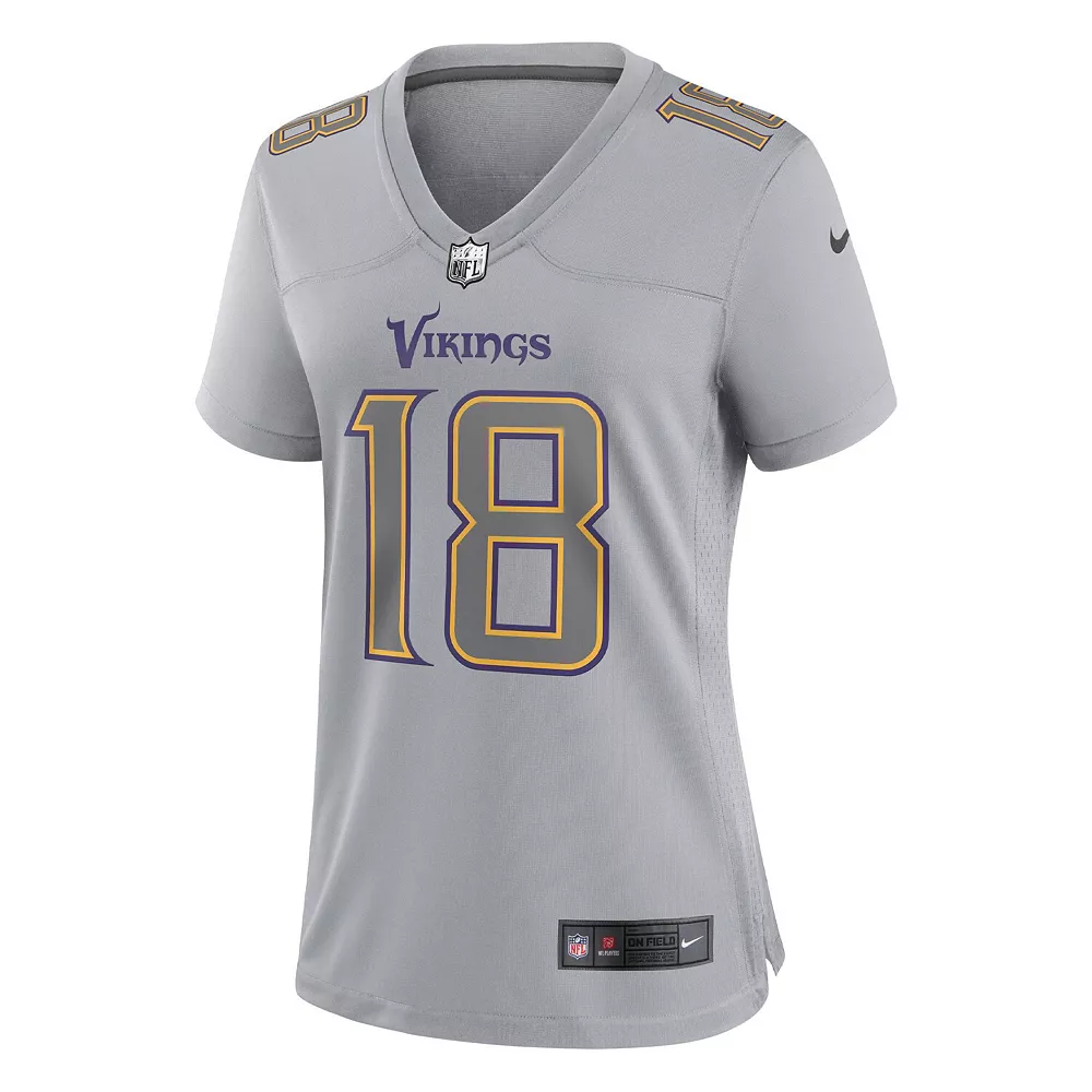Women's Nike Justin Jefferson Gray Minnesota Vikings Atmosphere Fashion Game Jersey 3 Women's Nike Justin Jefferson Gray Minnesota Vikings Atmosphere Fashion Game Jersey - Image 3