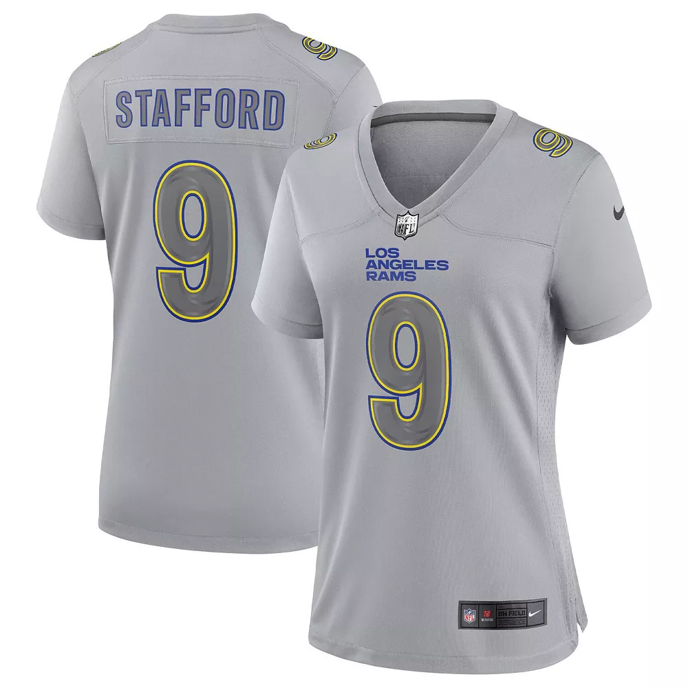 Women's Nike Matthew Stafford Gray Los Angeles Rams Atmosphere Fashion Game Jersey 1 Women's Nike Matthew Stafford Gray Los Angeles Rams Atmosphere Fashion Game Jersey