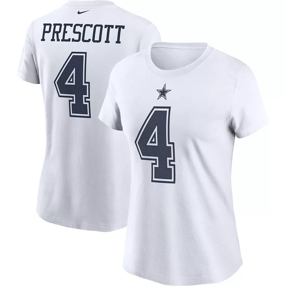 Women's Nike Dak Prescott White Dallas Cowboys Name & Number T-Shirt 2 Women's Nike Dak Prescott White Dallas Cowboys Name & Number T-Shirt - Image 2