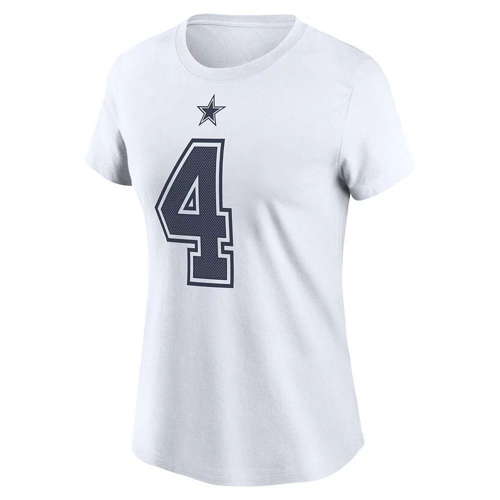 Women's Nike Dak Prescott White Dallas Cowboys Name & Number T-Shirt 3 Women's Nike Dak Prescott White Dallas Cowboys Name & Number T-Shirt - Image 3