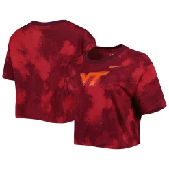 Women's Nike Maroon Virginia Tech Hokies Tie-Dye Cropped T-Shirt
