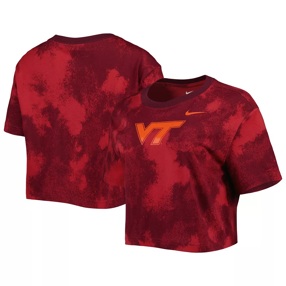 Women's Nike Maroon Virginia Tech Hokies Tie-Dye Cropped T-Shirt 1 Women's Nike Maroon Virginia Tech Hokies Tie-Dye Cropped T-Shirt