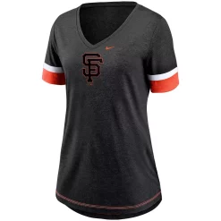 Women's Nike Black San Francisco Giants Mesh Logo Fashion Tri-Blend Performance V-Neck T-Shirt -Nike Clothing store 5971824 ALT2