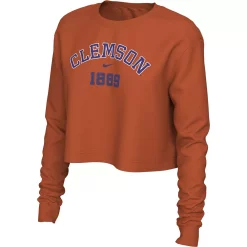 Women's Nike Orange Clemson Tigers Est. Cropped Long Sleeve T-Shirt -Nike Clothing store 5982219 ALT2