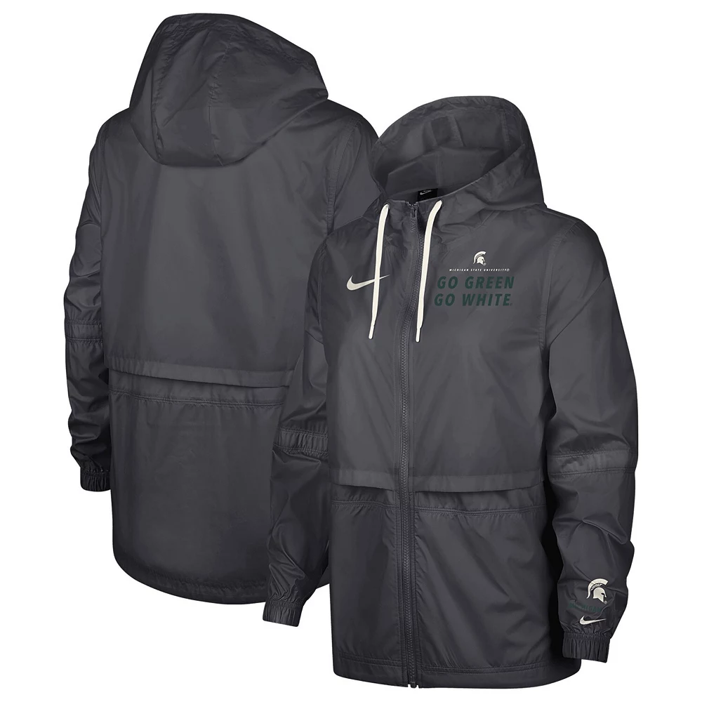 Women's Nike Anthracite Michigan State Spartans 2-Hit Windrunner Performance Full-Zip Jacket 1 Women's Nike Anthracite Michigan State Spartans 2-Hit Windrunner Performance Full-Zip Jacket