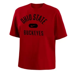 Women's Nike Scarlet Ohio State Buckeyes Clean Team Boxy T-Shirt