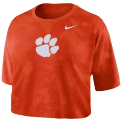 Women's Nike Orange Clemson Tigers Tie-Dye Cropped T-Shirt -Nike Clothing store 5995112 ALT2