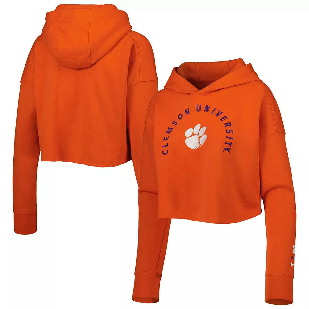 Women's Nike Orange Clemson Tigers 2-Hit Cropped Pullover Hoodie 2 Women's Nike Orange Clemson Tigers 2-Hit Cropped Pullover Hoodie - Image 2