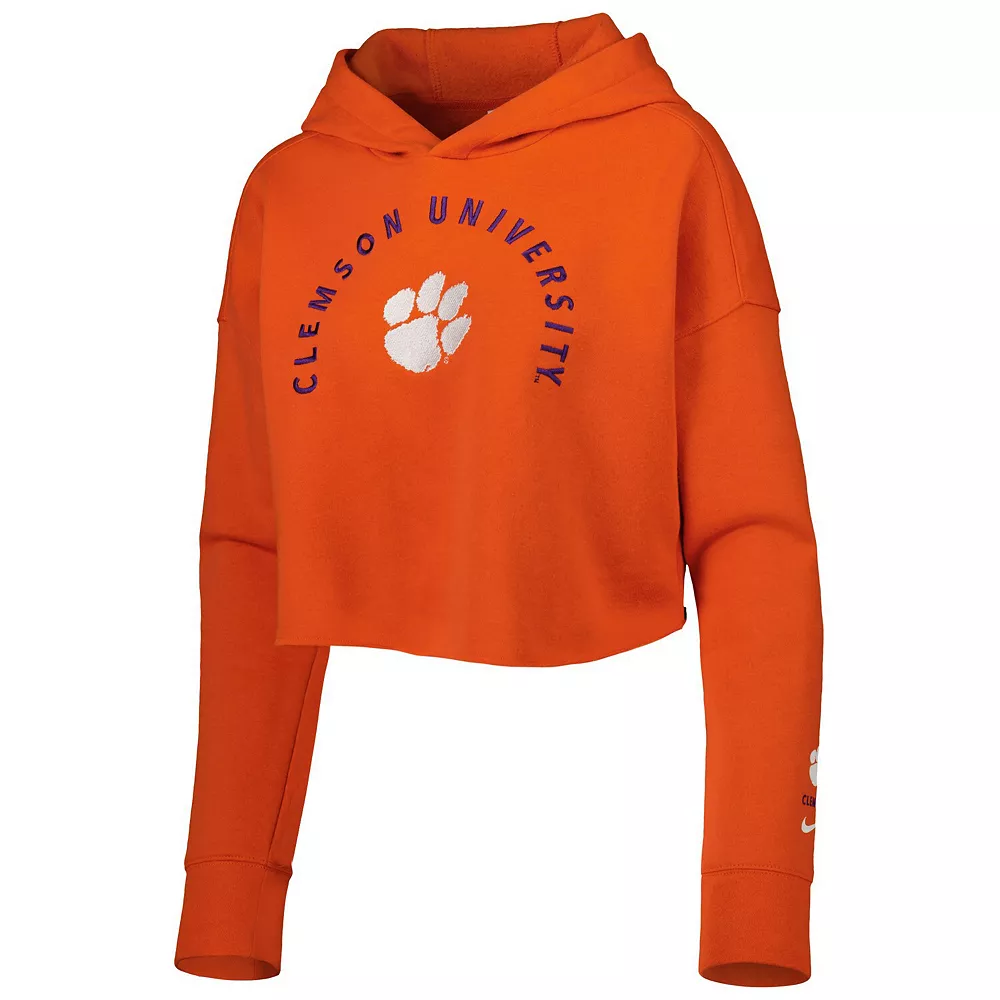 Women's Nike Orange Clemson Tigers 2-Hit Cropped Pullover Hoodie 3 Women's Nike Orange Clemson Tigers 2-Hit Cropped Pullover Hoodie - Image 3