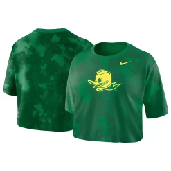 Women's Nike Green Oregon Ducks Tie-Dye Cropped T-Shirt