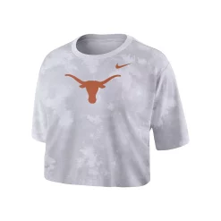 Women's Nike White Texas Longhorns Tie-Dye Cropped T-Shirt -Nike Clothing store 6002315 ALT2