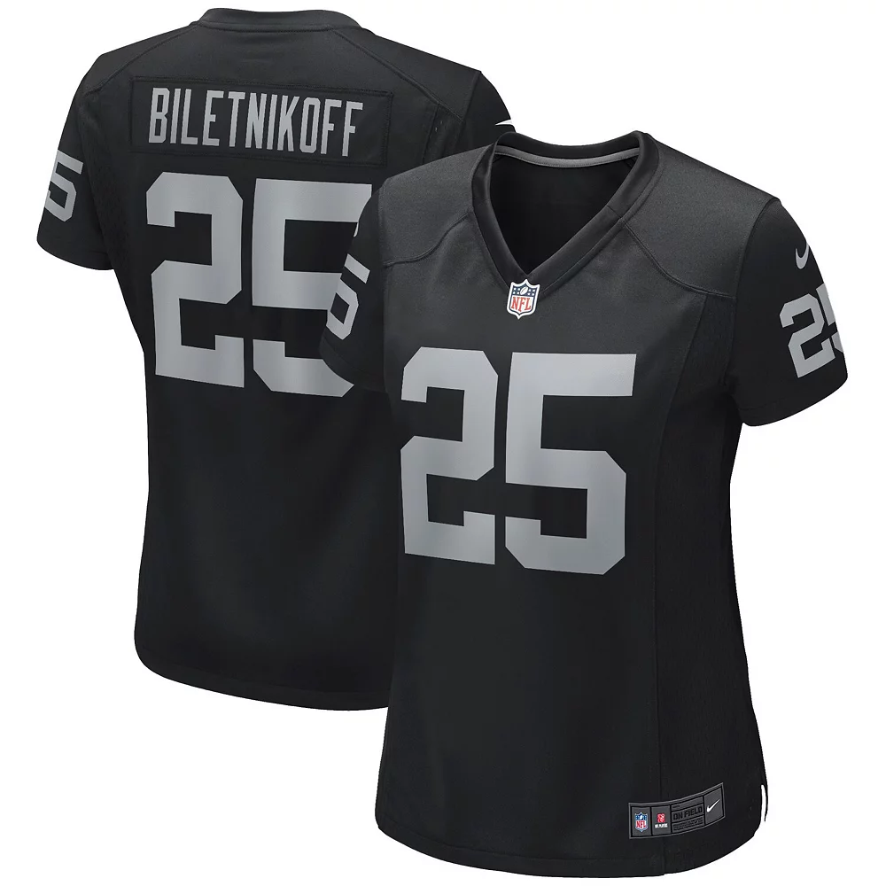 Women's Nike Fred Biletnikoff Black Las Vegas Raiders Game Retired Player Jersey 1 Women's Nike Fred Biletnikoff Black Las Vegas Raiders Game Retired Player Jersey