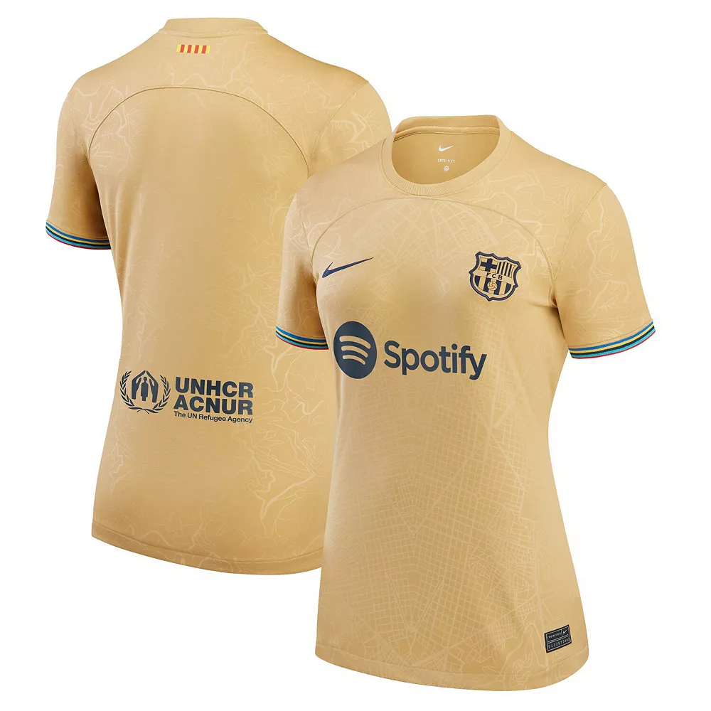 Women's Nike Yellow Barcelona 2022/23 Away Replica Blank Jersey 1 Women's Nike Yellow Barcelona 2022/23 Away Replica Blank Jersey