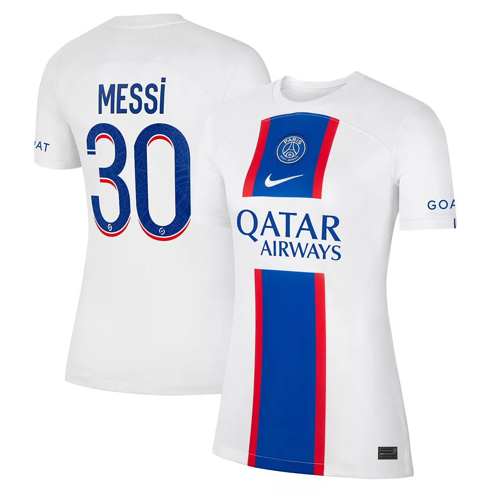 Women's Nike Lionel Messi White Paris Saint-Germain 2022/23 Third Breathe Stadium Replica Player Jersey 1 Women's Nike Lionel Messi White Paris Saint-Germain 2022/23 Third Breathe Stadium Replica Player Jersey